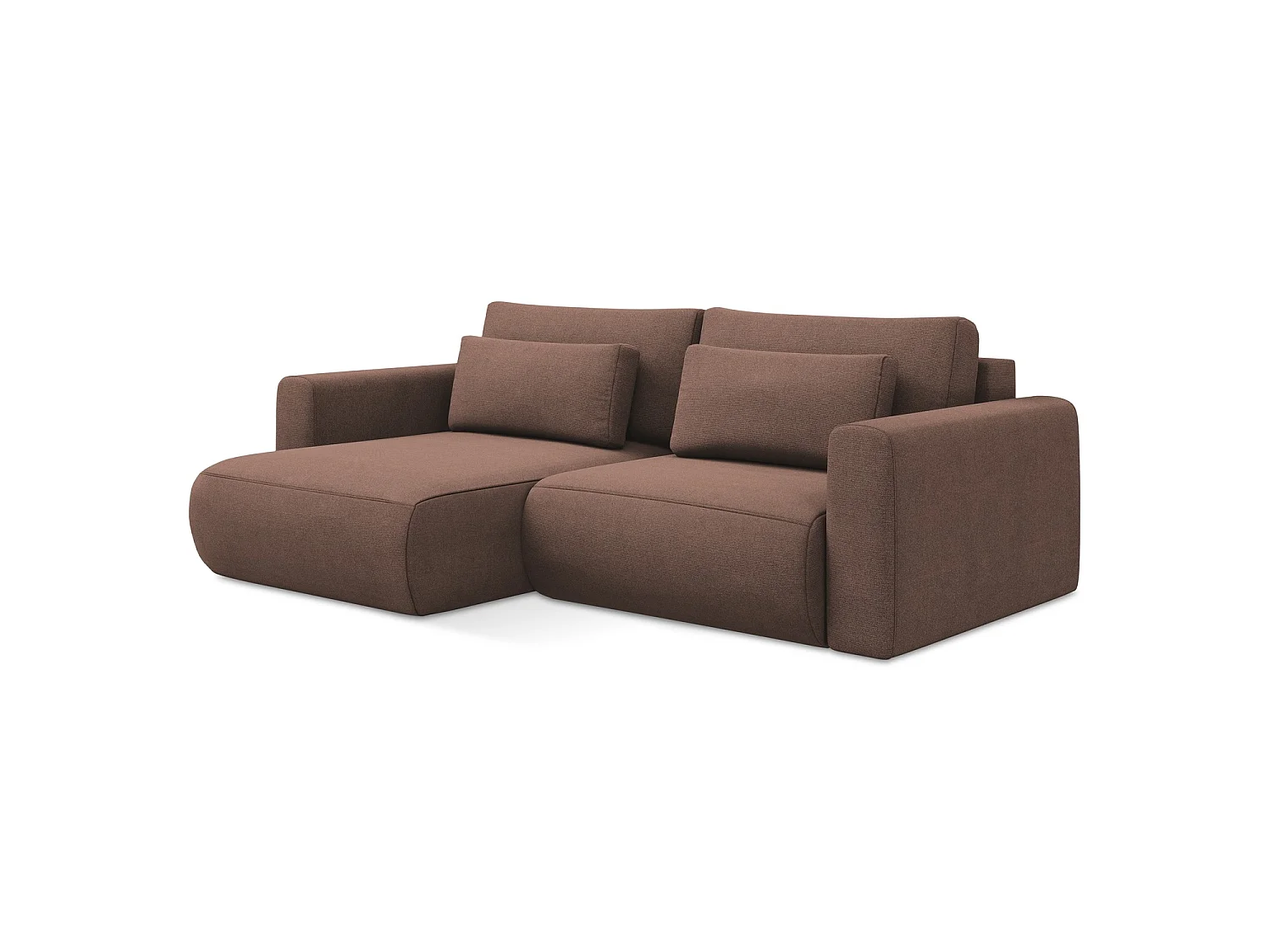 2-Sitzer Ecksofa mit Schlaffunktion - Ecke Links - Strukturstoff - Puderrosa - PERUGIA