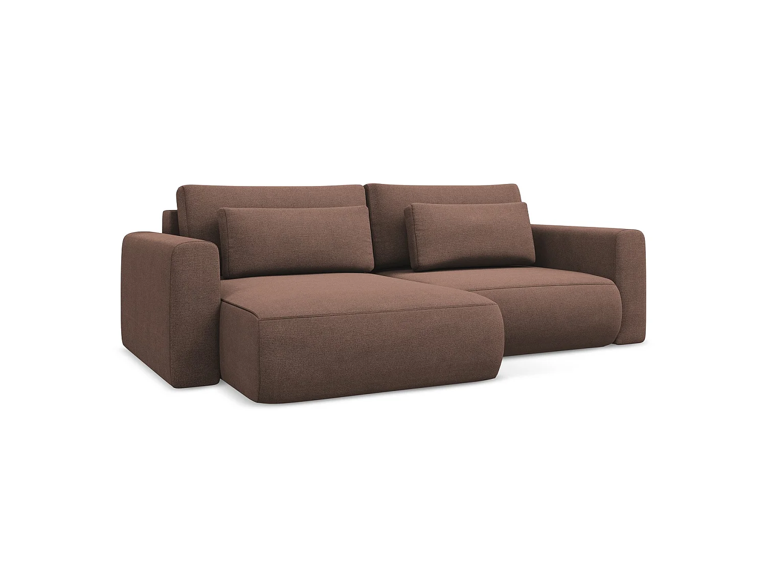 2-Sitzer Ecksofa mit Schlaffunktion - Ecke Links - Strukturstoff - Puderrosa - PERUGIA