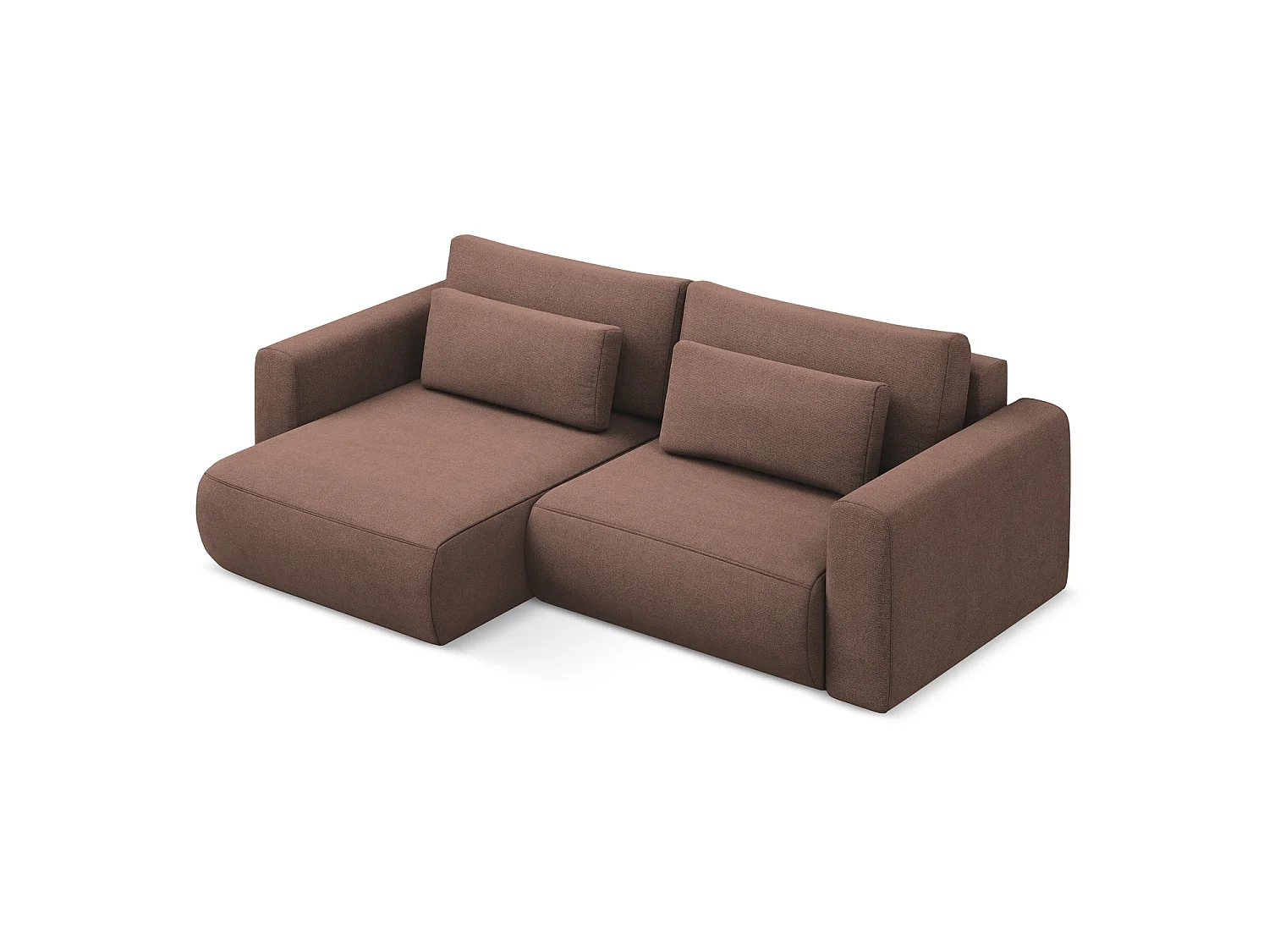 2-Sitzer Ecksofa mit Schlaffunktion - Ecke Links - Strukturstoff - Puderrosa - PERUGIA