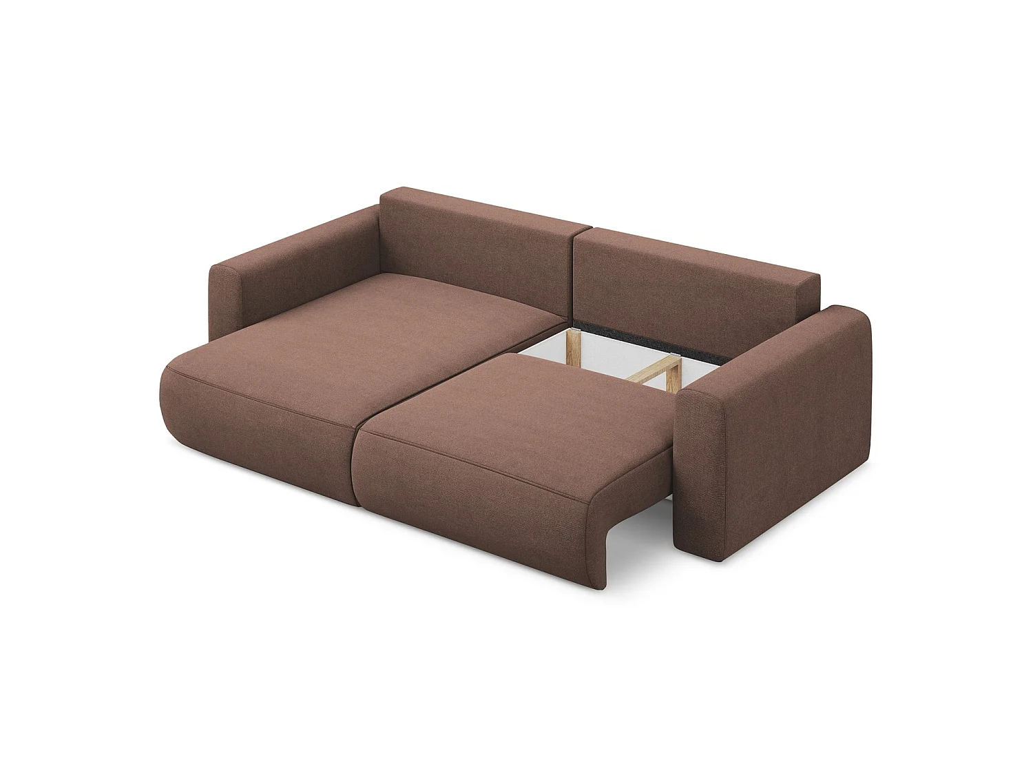 2-Sitzer Ecksofa mit Schlaffunktion - Ecke Links - Strukturstoff - Puderrosa - PERUGIA
