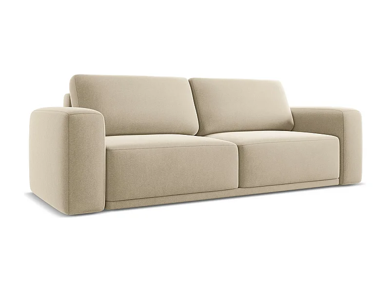 3-Sitzer Sofa mit Schlaffunktion - - Samt - Hell beige - KAILA