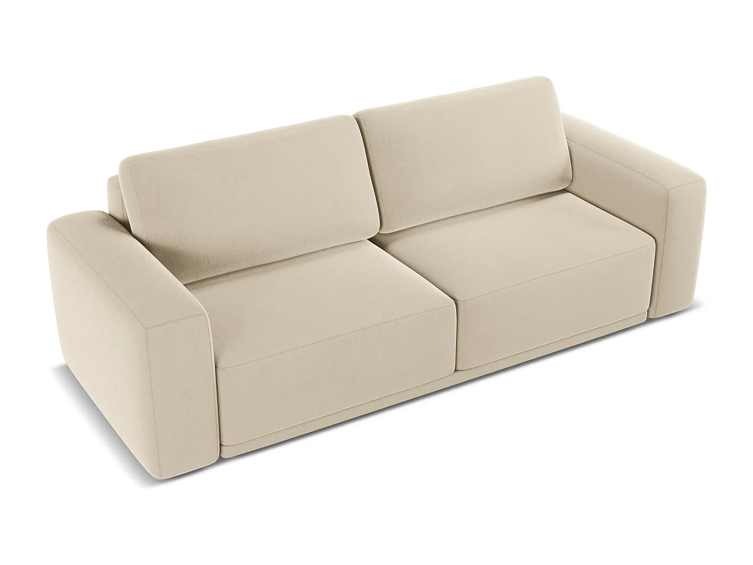 Canapé 3 places convertible en velours - beige clair - KAILA