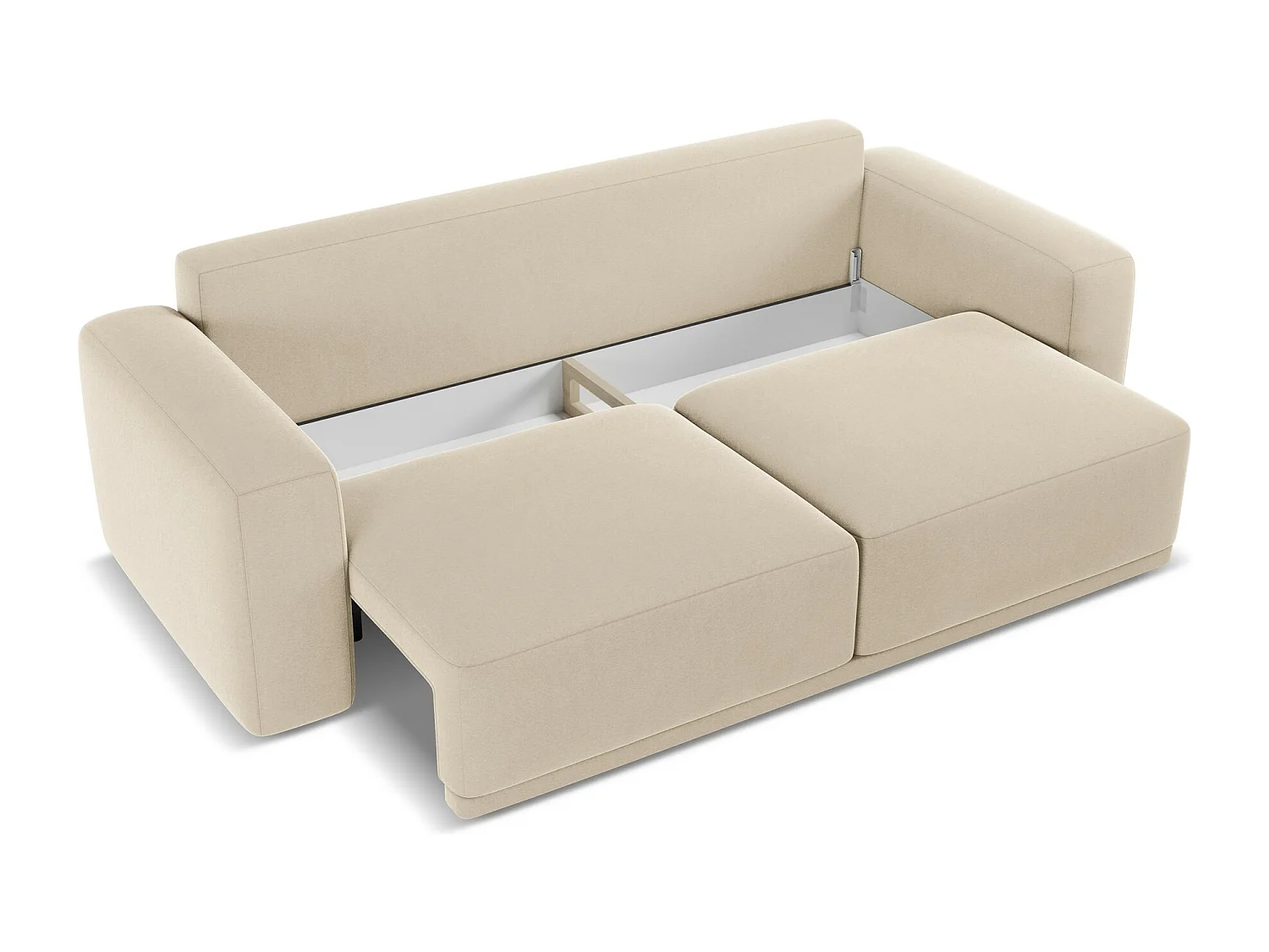 Canapé 3 places convertible en velours - beige clair - KAILA