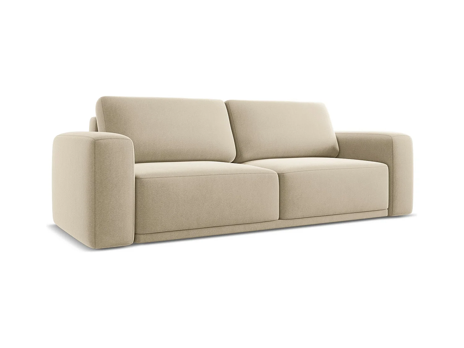 Canapé 3 places convertible en velours - beige clair - KAILA
