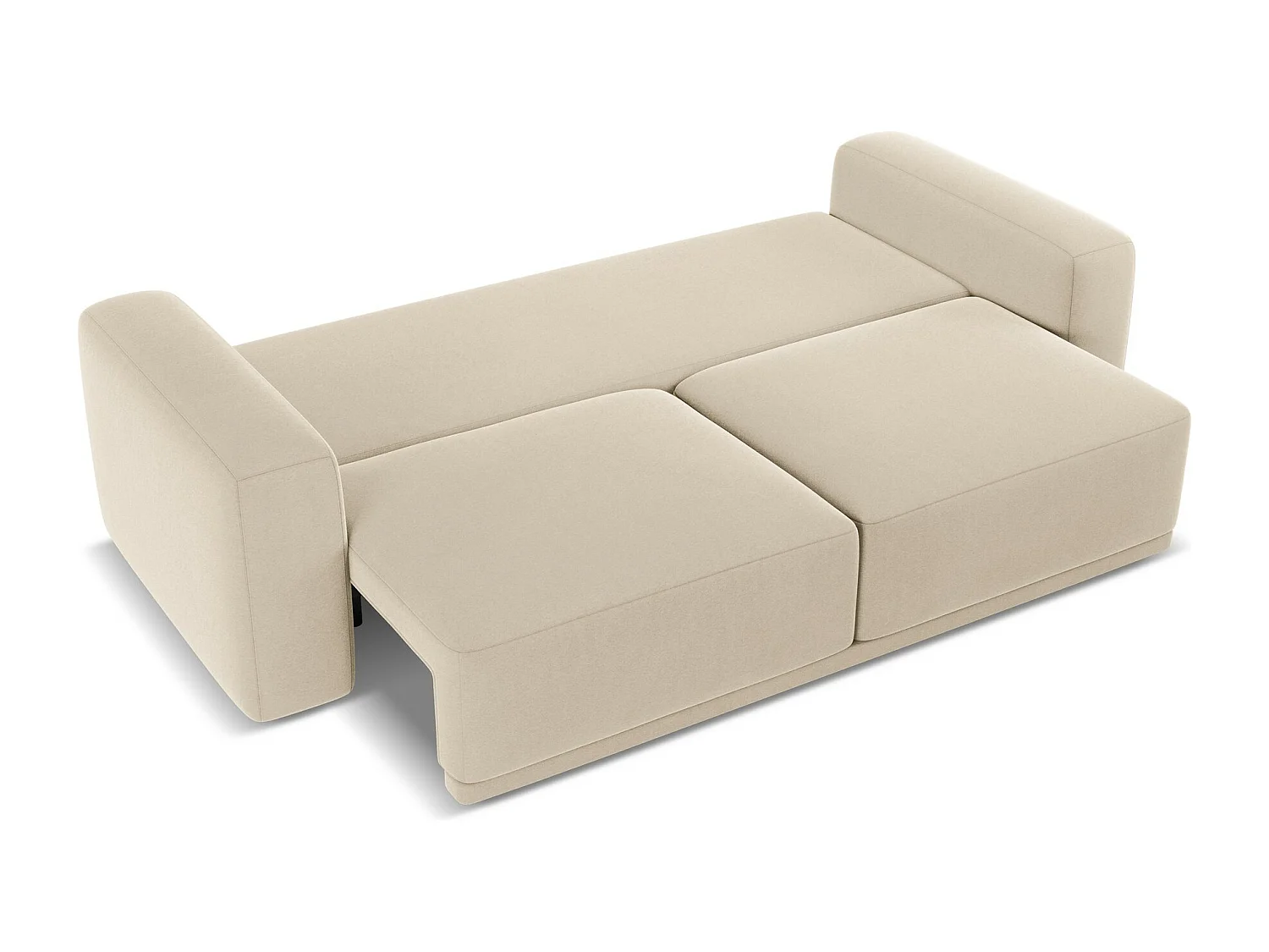 Canapé 3 places convertible en velours - beige clair - KAILA