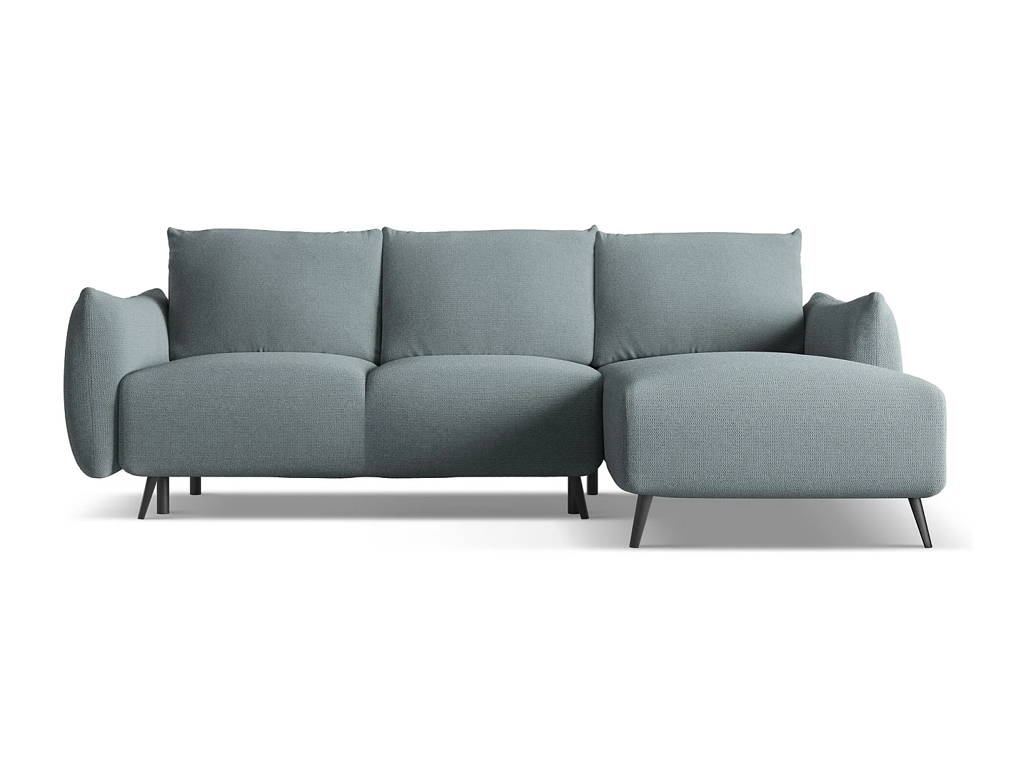 Ecksofa mit Schlaffunktion - Ecke Rechts - Chenille - Jeans - MALIE