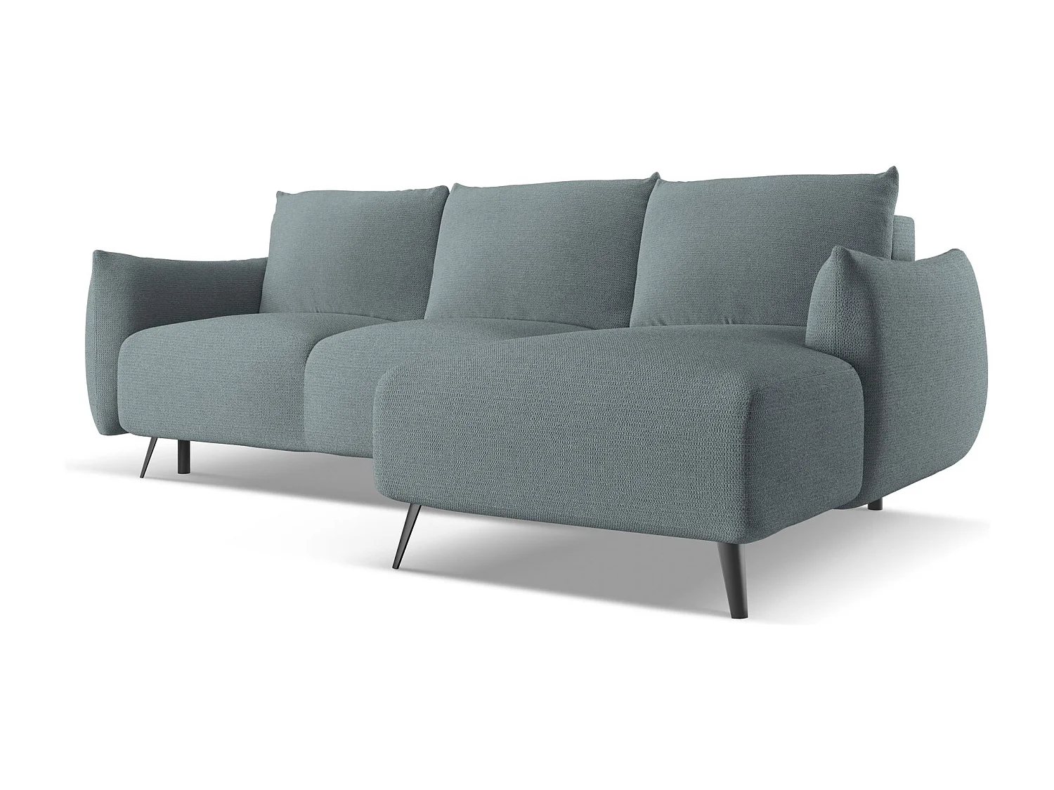 Ecksofa mit Schlaffunktion - Ecke Rechts - Chenille - Jeans - MALIE