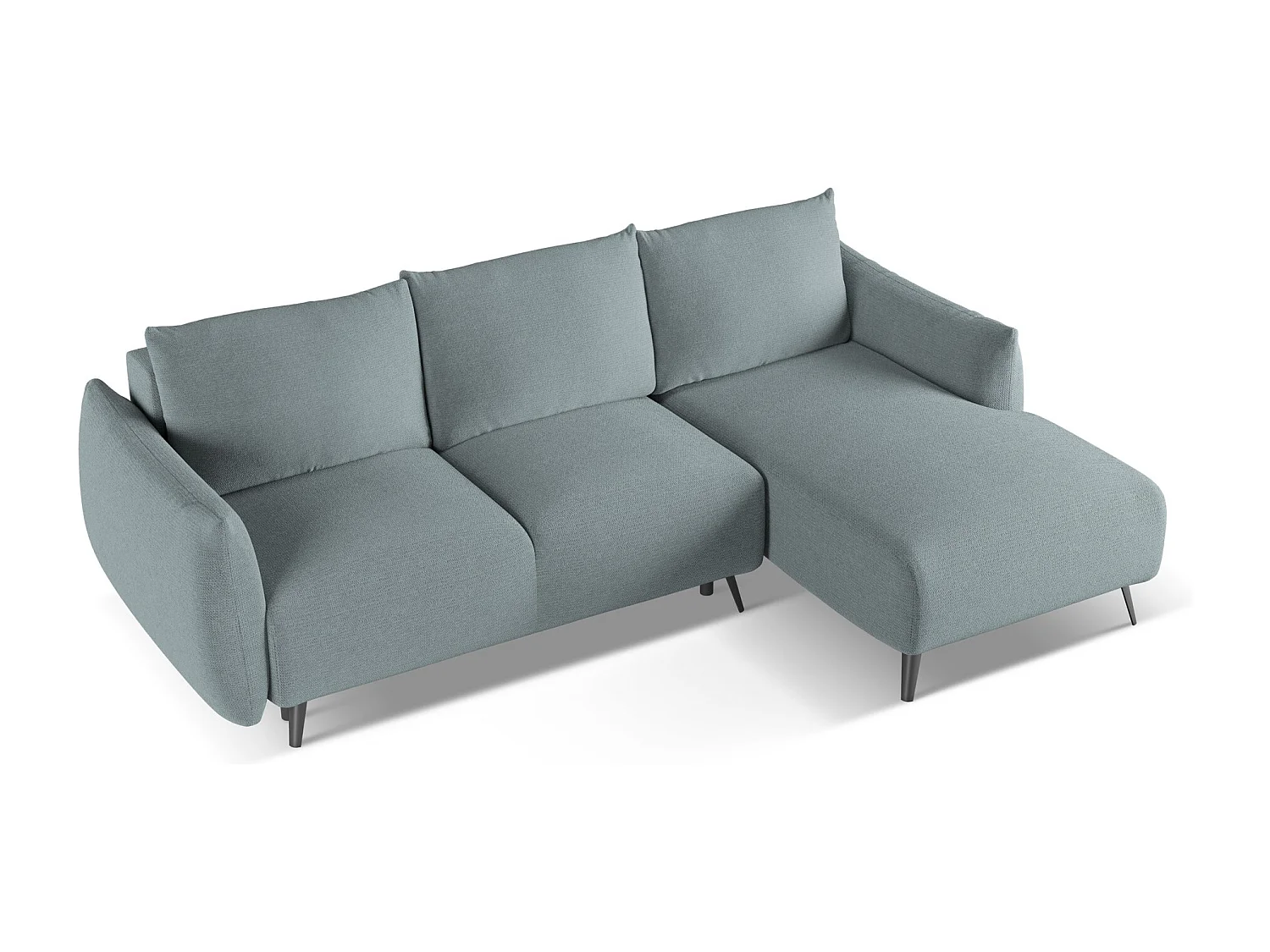 Ecksofa mit Schlaffunktion - Ecke Rechts - Chenille - Jeans - MALIE