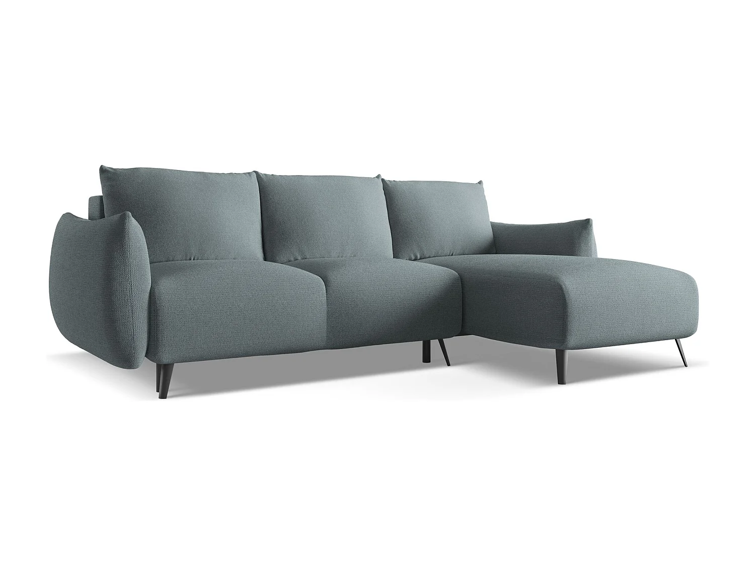 Ecksofa mit Schlaffunktion - Ecke Rechts - Chenille - Jeans - MALIE
