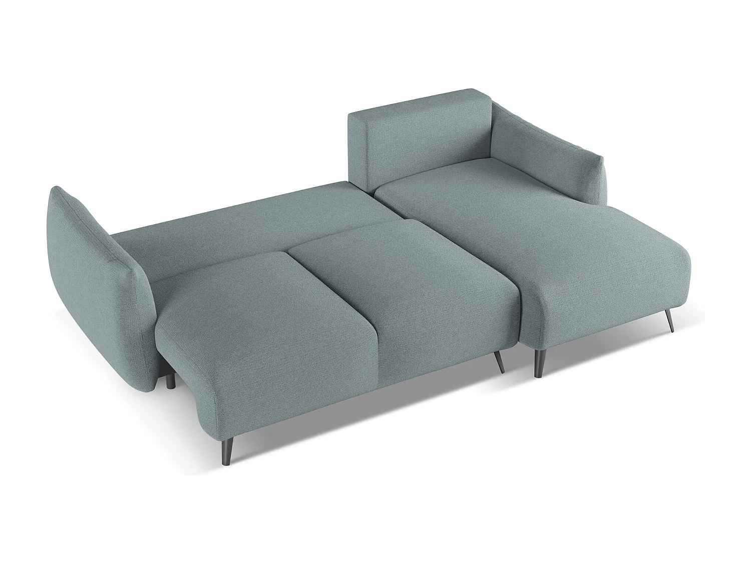 Ecksofa mit Schlaffunktion - Ecke Rechts - Chenille - Jeans - MALIE