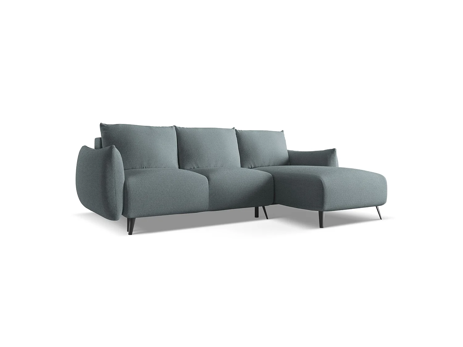 Canapé d'angle droit convertible en tissu chenille - jeans - GENOVA