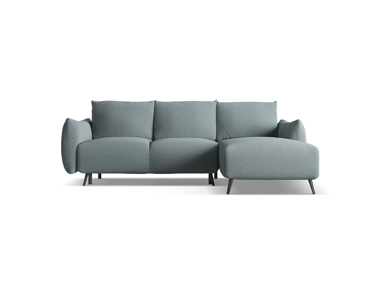Canapé d'angle droit convertible en tissu chenille - jeans - GENOVA
