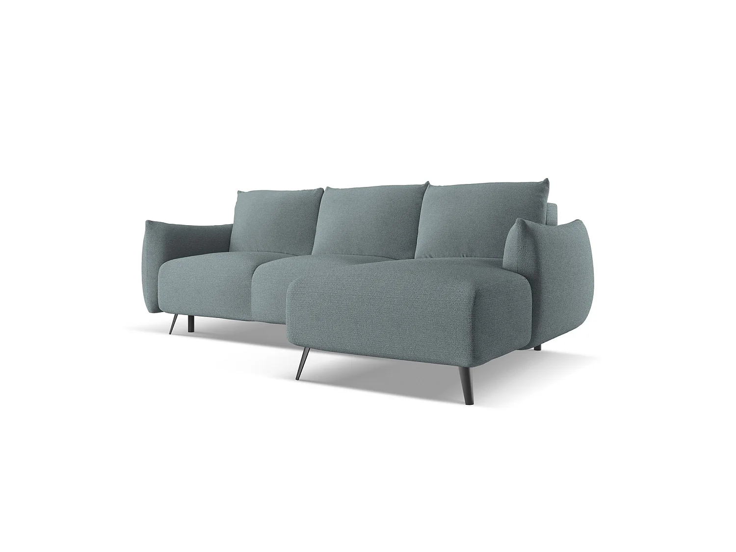 Canapé d'angle droit convertible en tissu chenille - jeans - GENOVA
