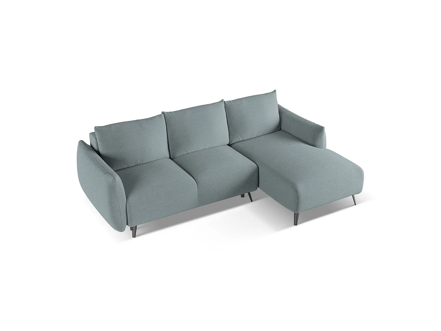 Canapé d'angle droit convertible en tissu chenille - jeans - GENOVA