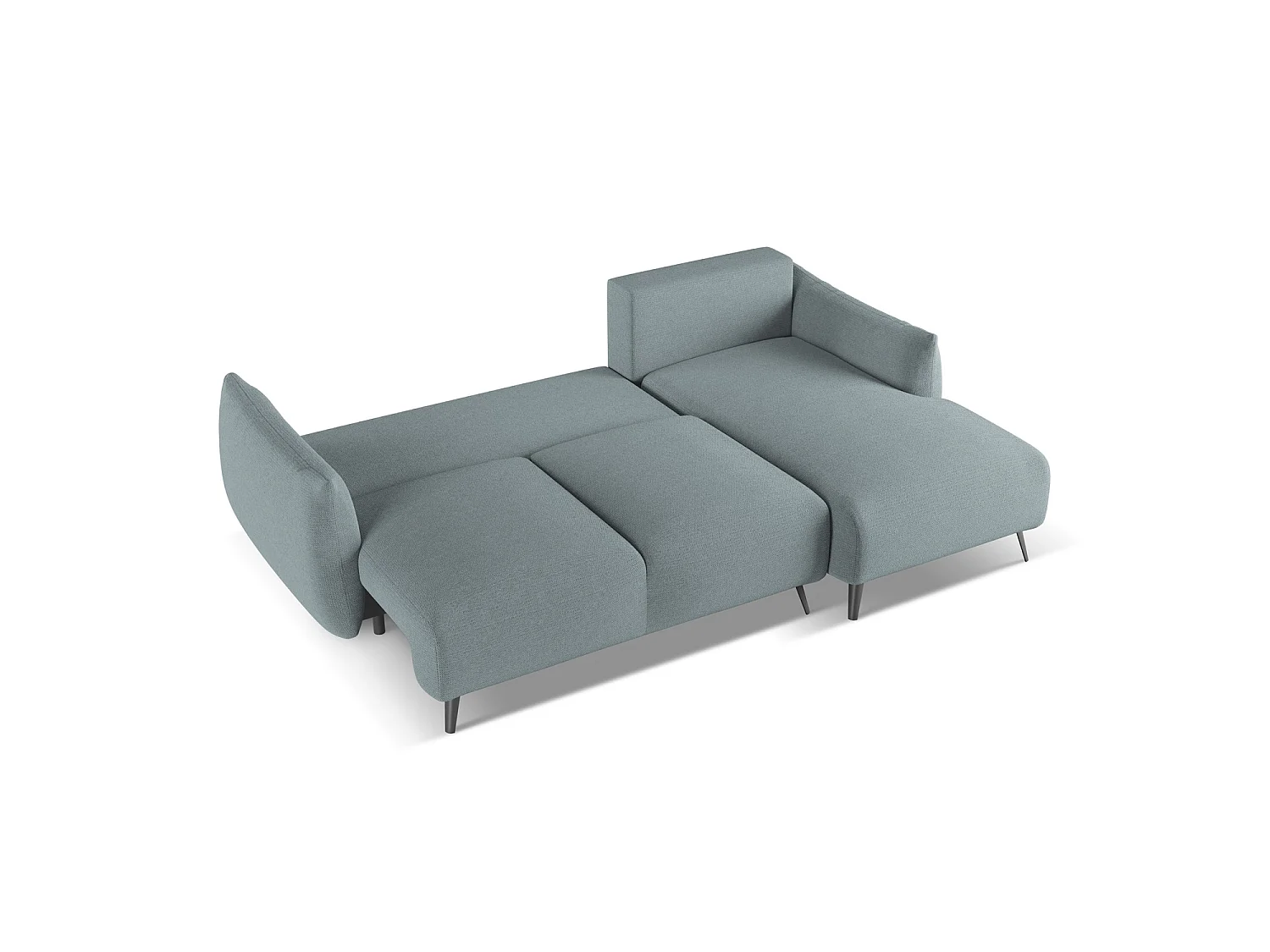 Canapé d'angle droit convertible en tissu chenille - jeans - GENOVA