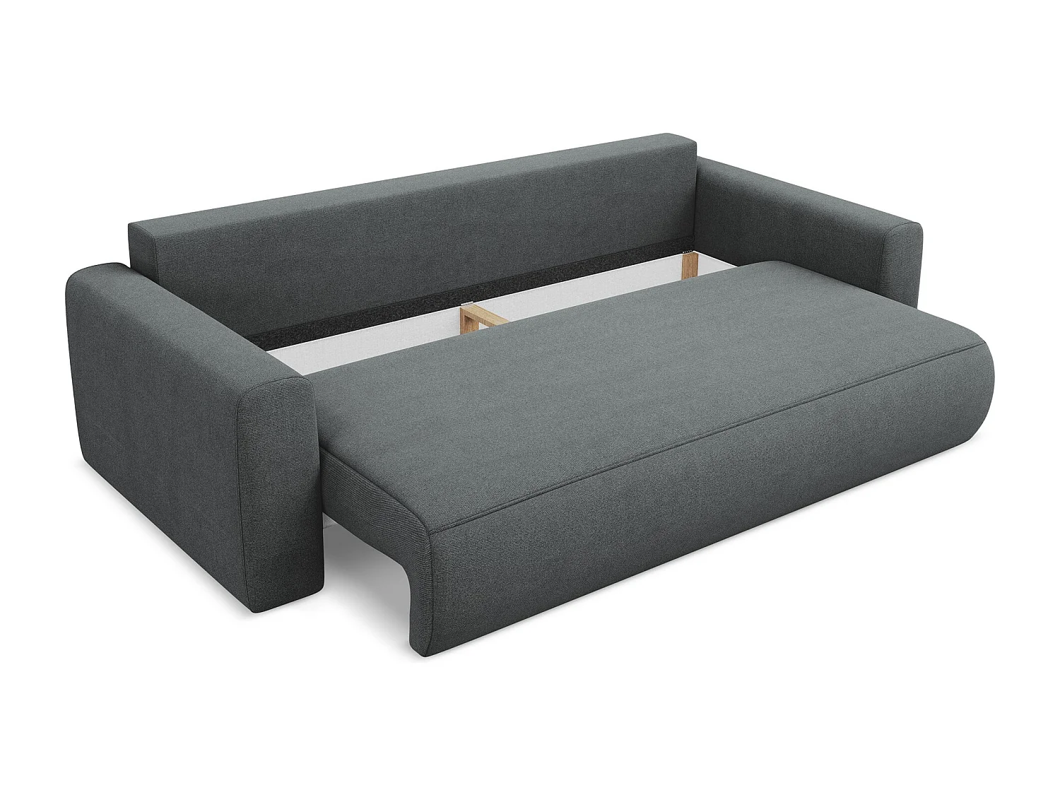 Canapé 3 places convertible en tissu texturé - gris - KAPUA