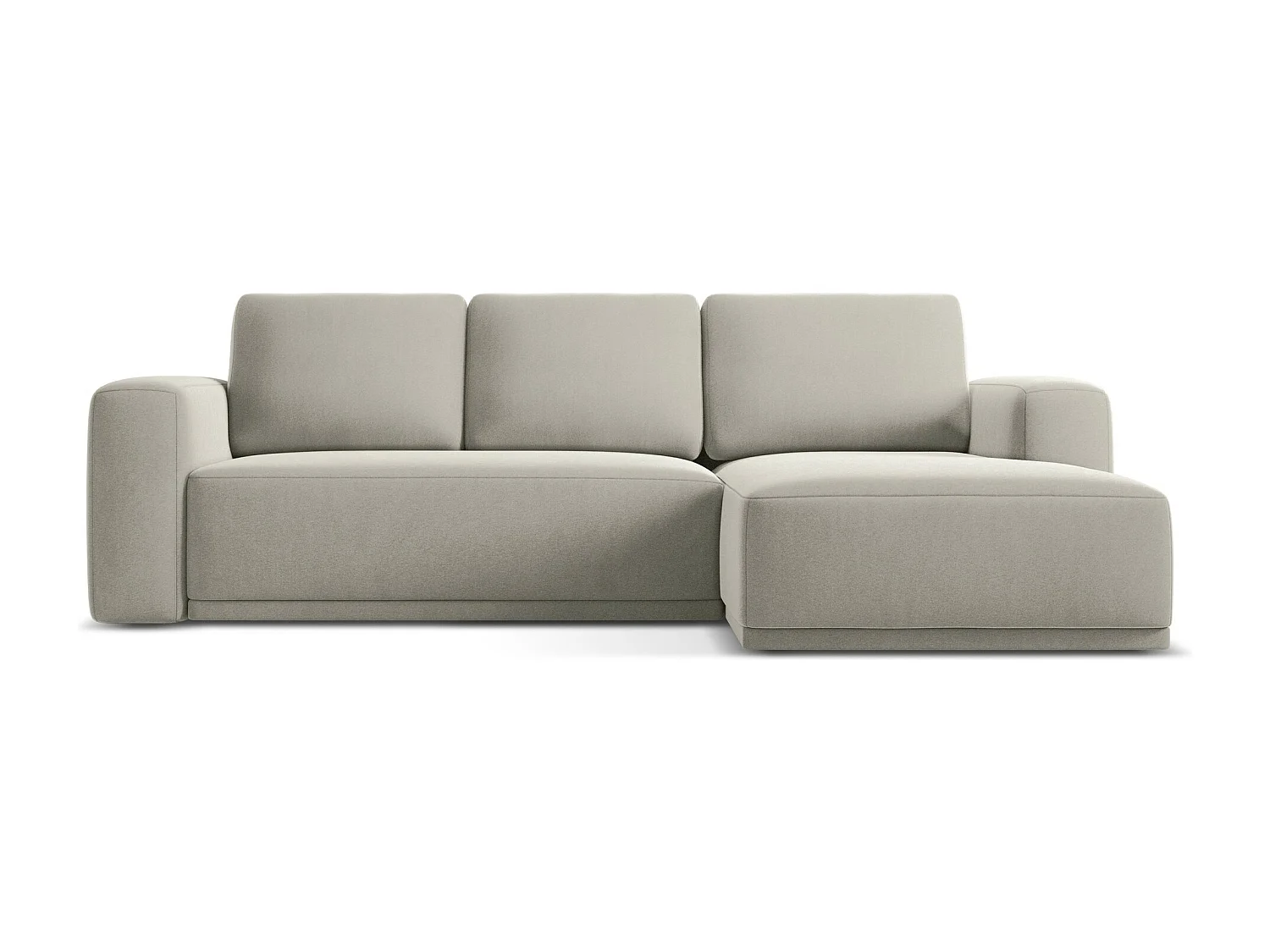 Narożnik prawostronny z funkcją spania - z tkaniny welwetowej - perłowy - KAILA