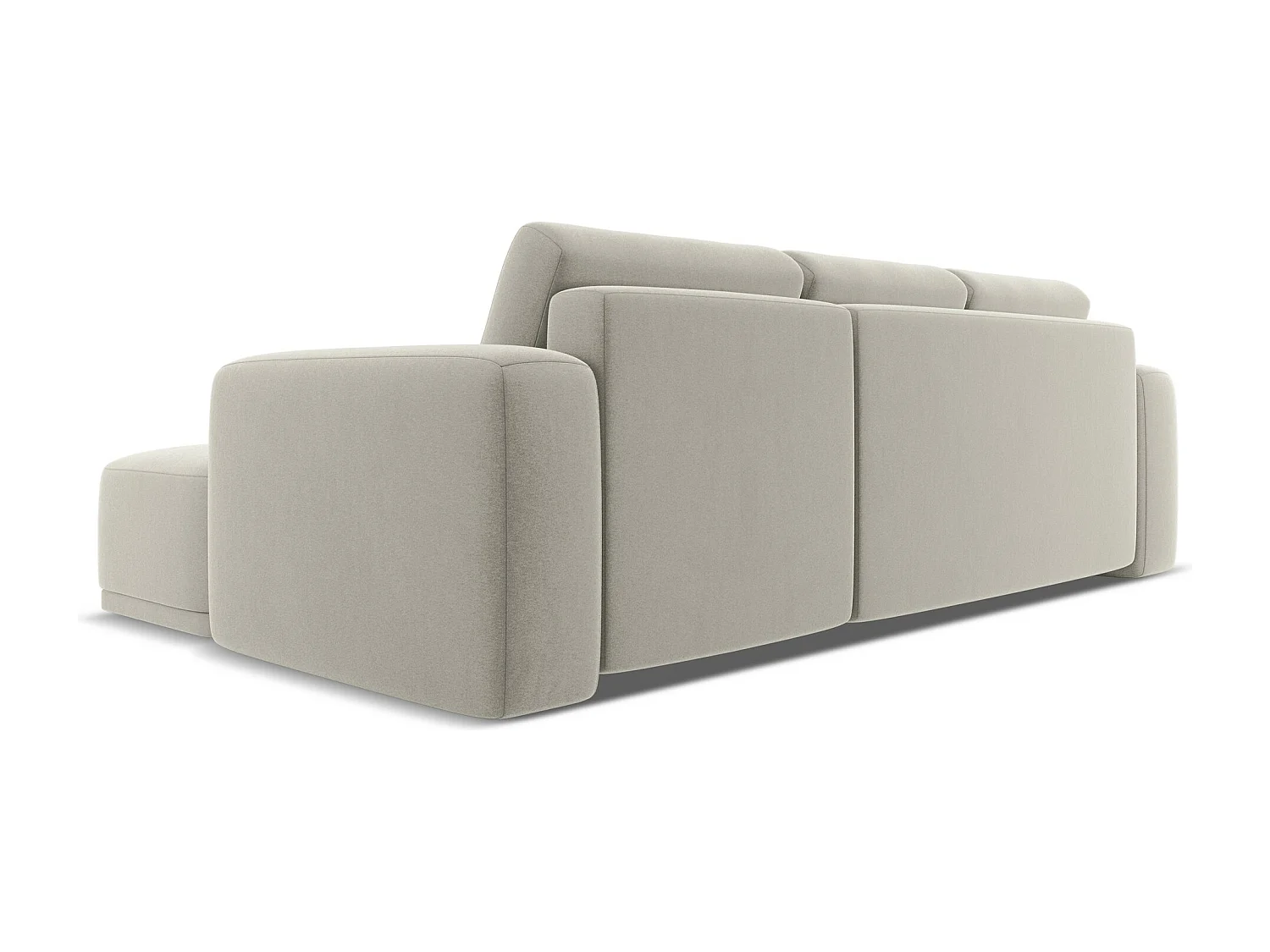 Narożnik prawostronny z funkcją spania - z tkaniny welwetowej - perłowy - KAILA