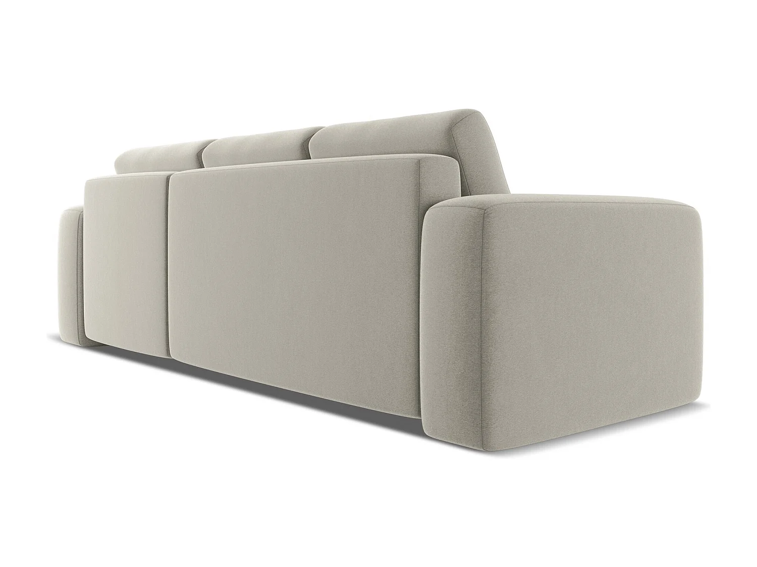 Narożnik prawostronny z funkcją spania - z tkaniny welwetowej - perłowy - KAILA