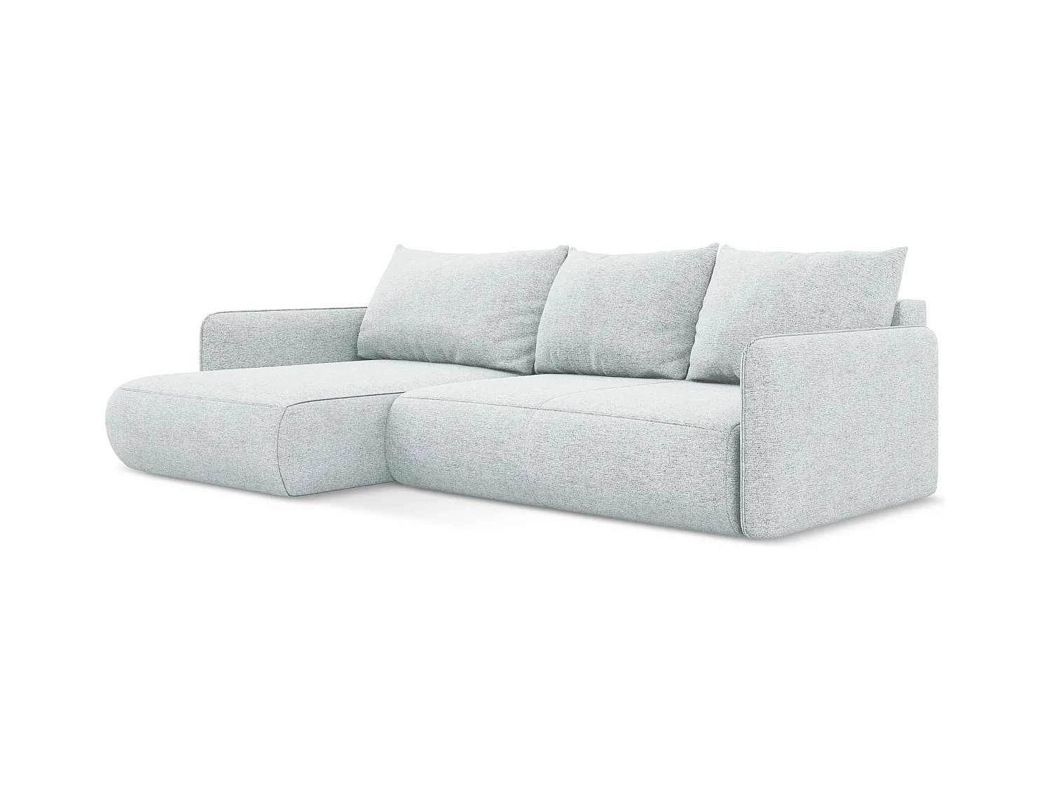 3-Sitzer Ecksofa mit Schlaffunktion - Ecke Links - Chenille - Hellblau - NANEA