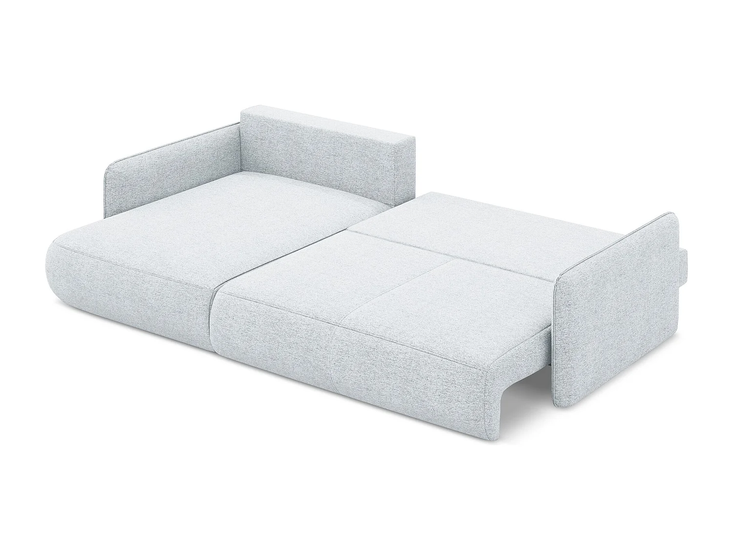 Hoekslaapbank links van lichtblauw chenille stof - NANEA