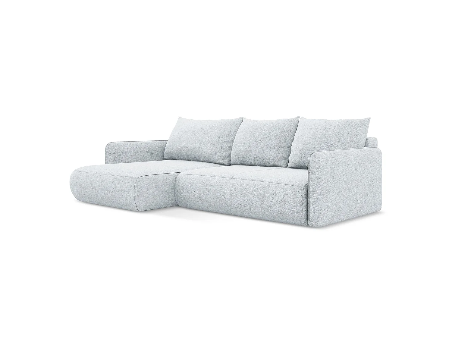 Canapé d’angle 3 places gauche convertible en tissu chenille - bleu clair - PALERMO