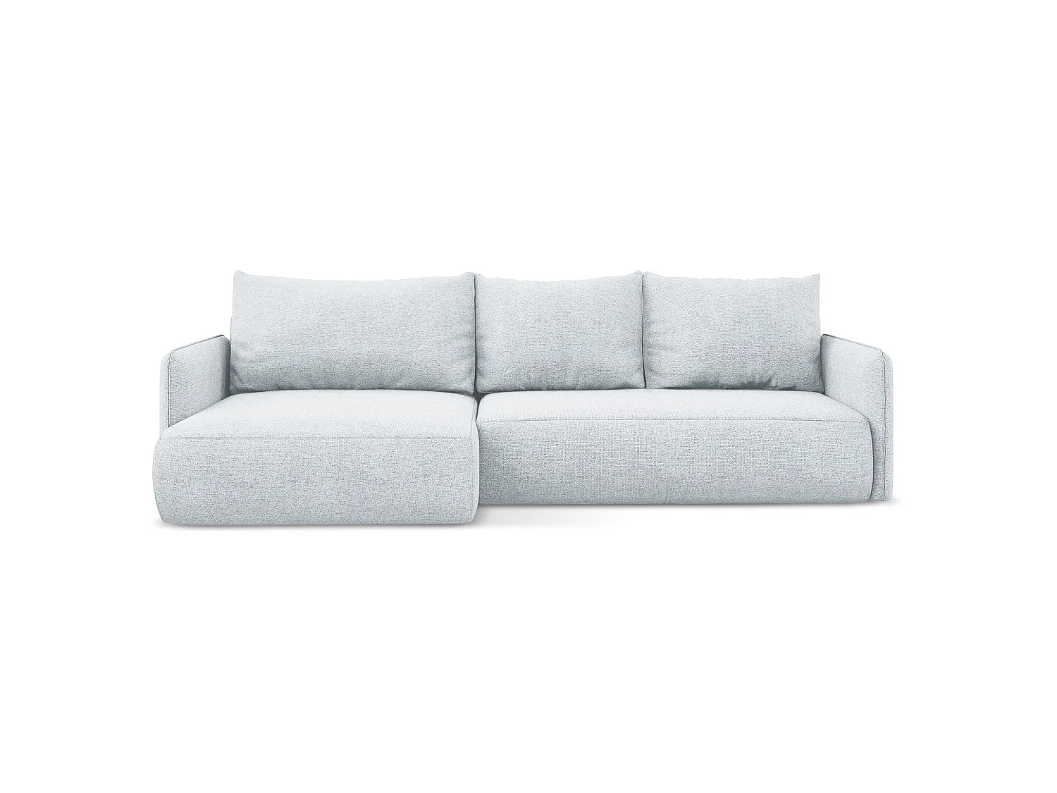 Canapé d’angle 3 places gauche convertible en tissu chenille - bleu clair - PALERMO