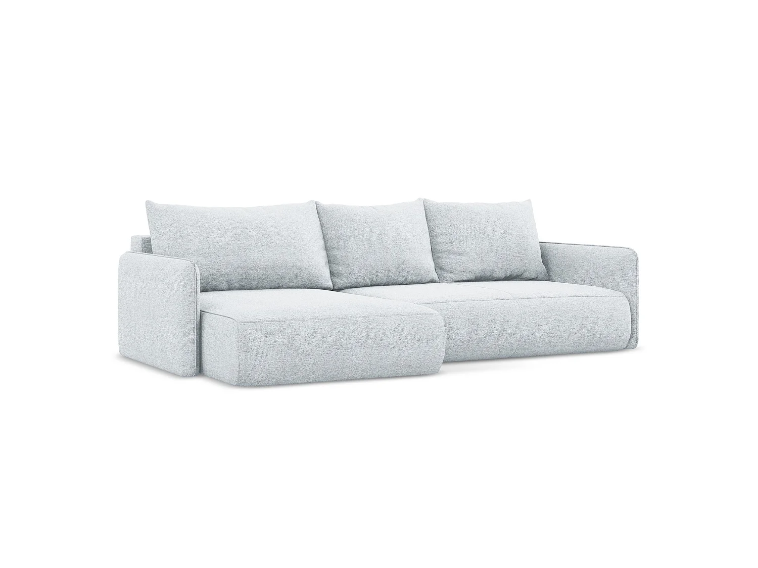 Canapé d’angle 3 places gauche convertible en tissu chenille - bleu clair - PALERMO