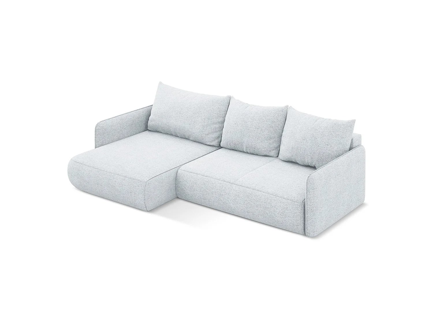 Canapé d’angle 3 places gauche convertible en tissu chenille - bleu clair - PALERMO