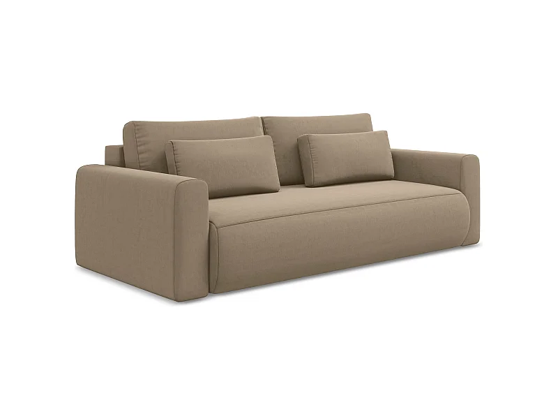 3-Sitzer Sofa mit Schlaffunktion - - Samt - Hell beige - KAPUA