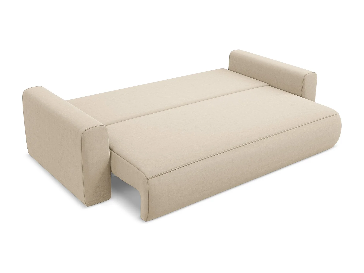 3-Sitzer Sofa mit Schlaffunktion - - Samt - Hell beige - KAPUA