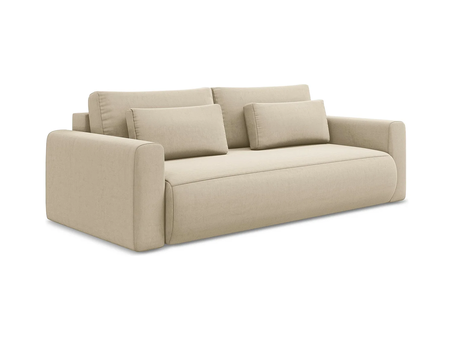 3-Sitzer Sofa mit Schlaffunktion - - Samt - Hell beige - KAPUA
