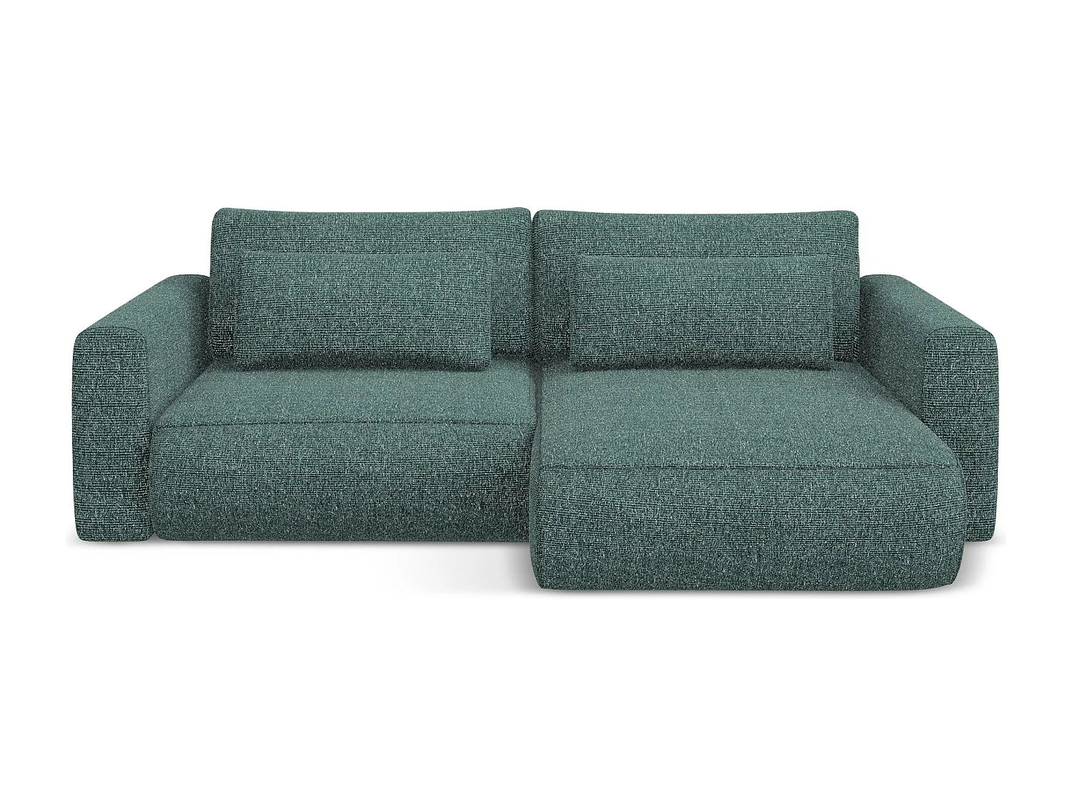 Narożnik prawostronny z funkcją spania - z tkaniny strukturalnej - jeans - KAPUA