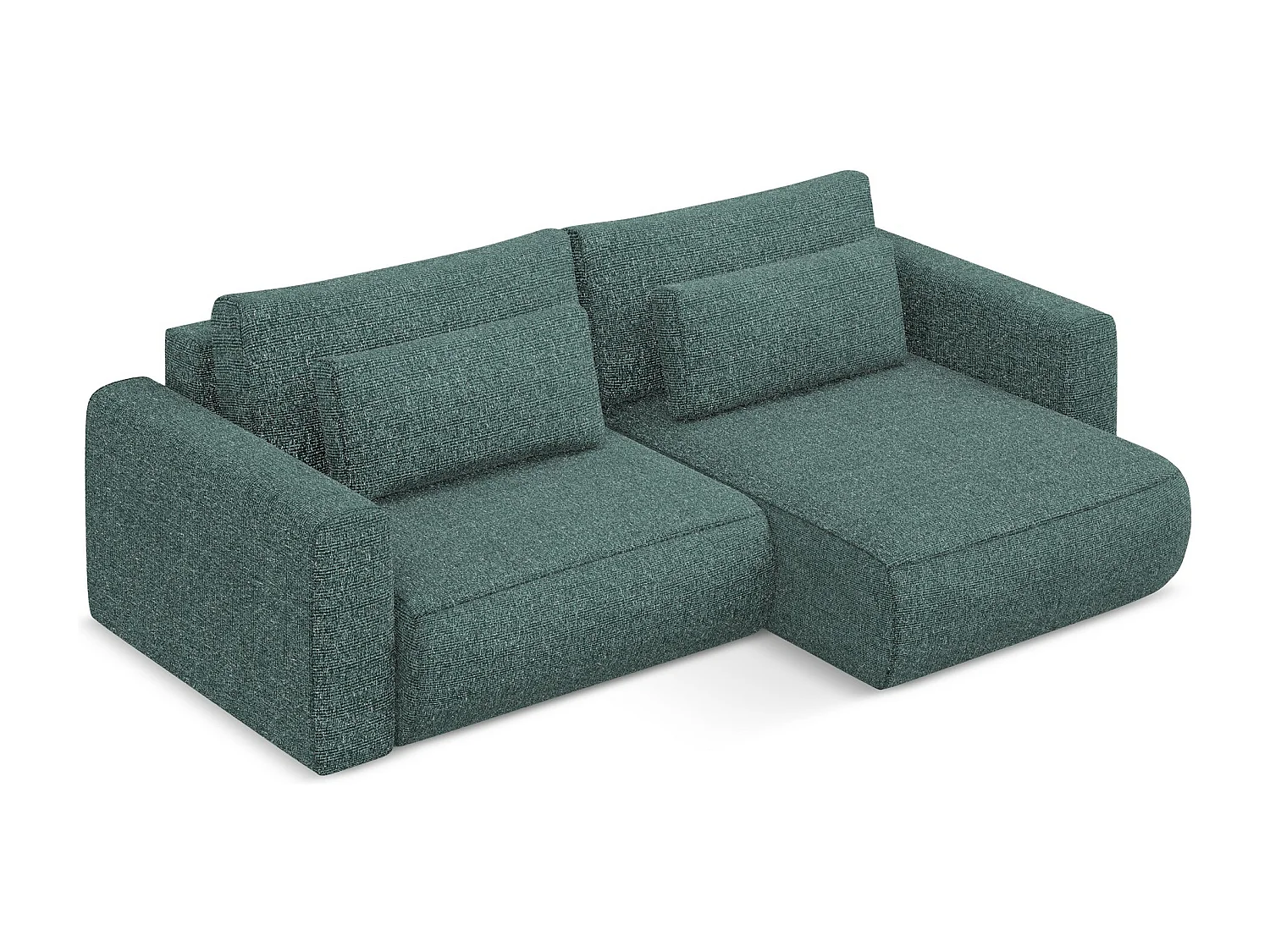 Narożnik prawostronny z funkcją spania - z tkaniny strukturalnej - jeans - KAPUA