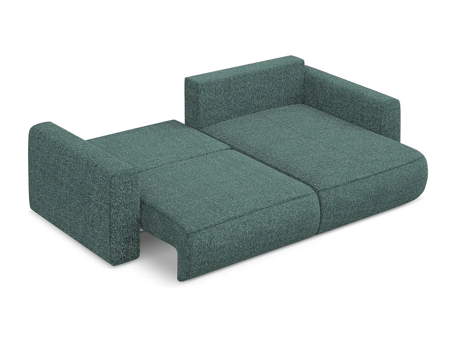 Narożnik prawostronny z funkcją spania - z tkaniny strukturalnej - jeans - KAPUA