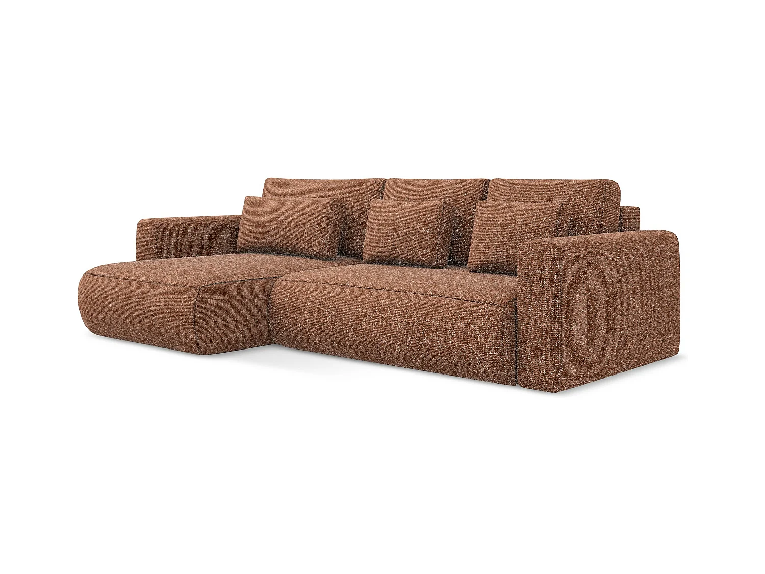 3-Sitzer Ecksofa mit Schlaffunktion - Ecke Links - Strukturstoff - Terrakotta - KAPUA