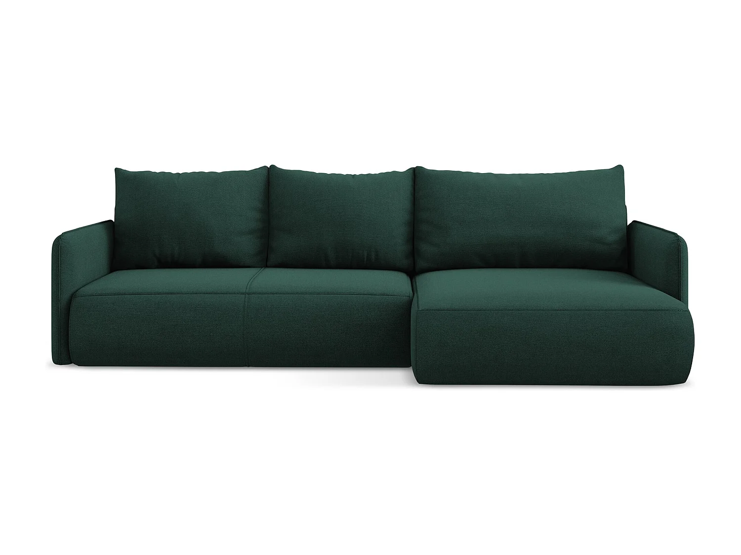 Ecksofa mit Schlaffunktion - Ecke Rechts - Strukturstoff - Flaschengrün - NANEA