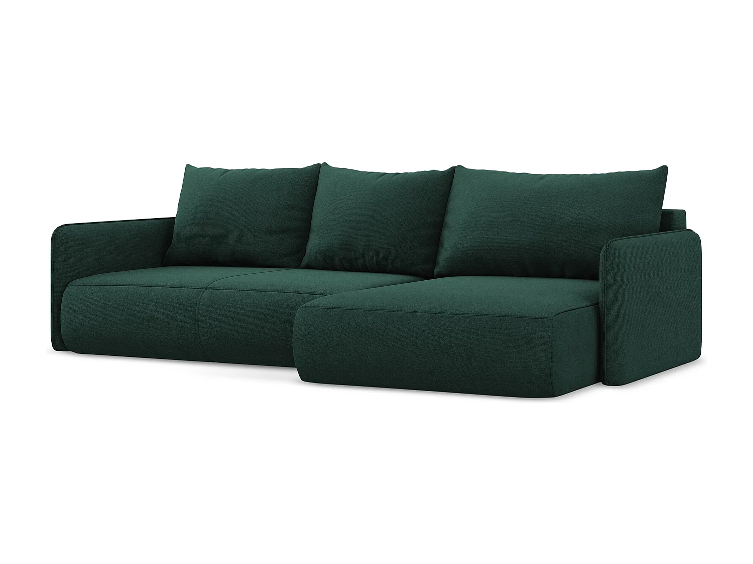 Ecksofa mit Schlaffunktion - Ecke Rechts - Strukturstoff - Flaschengrün - NANEA