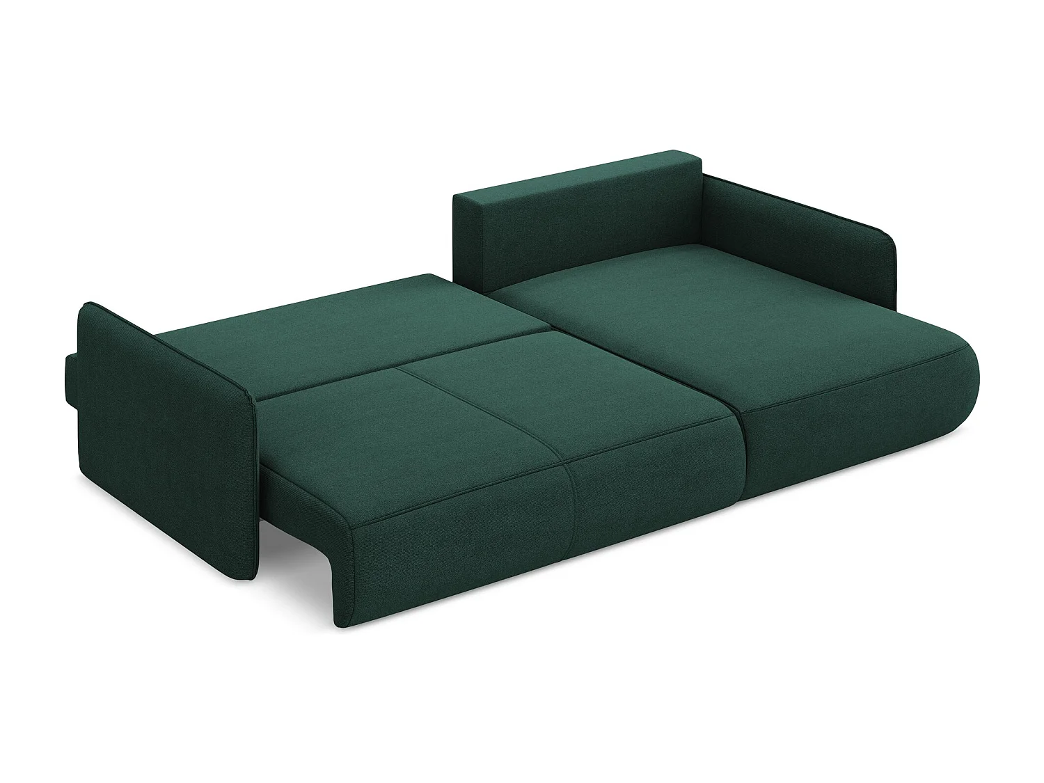 Ecksofa mit Schlaffunktion - Ecke Rechts - Strukturstoff - Flaschengrün - NANEA