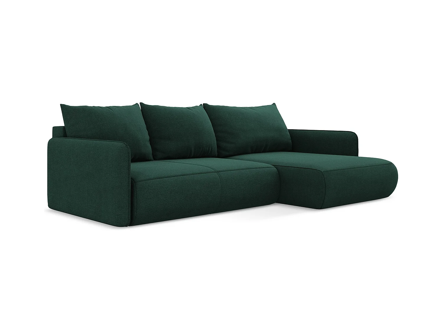 Ecksofa mit Schlaffunktion - Ecke Rechts - Strukturstoff - Flaschengrün - NANEA