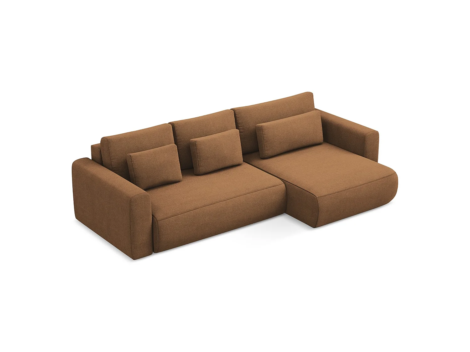 Canapé d'angle droit convertible en tissu texturé - terre cuite - PERUGIA