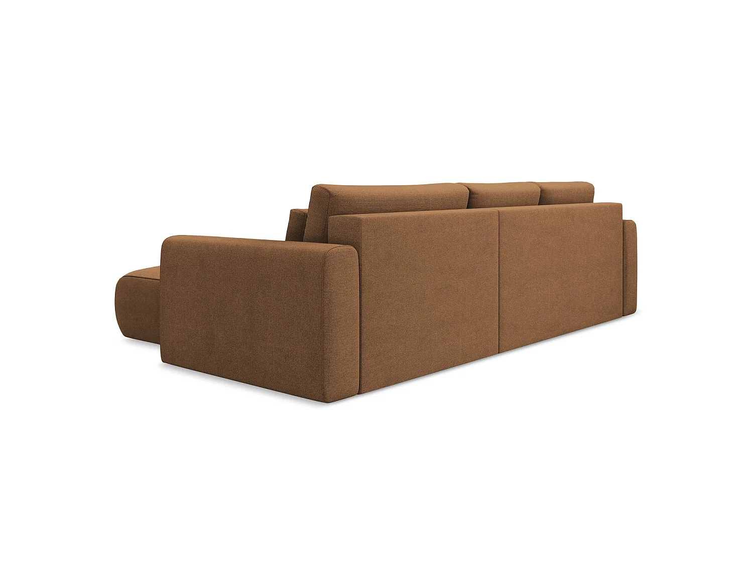Canapé d'angle droit convertible en tissu texturé - terre cuite - PERUGIA