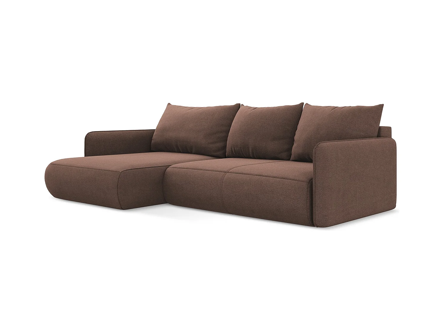 Canapé d’angle 3 places gauche convertible en tissu texturé - rose poudré - NANEA