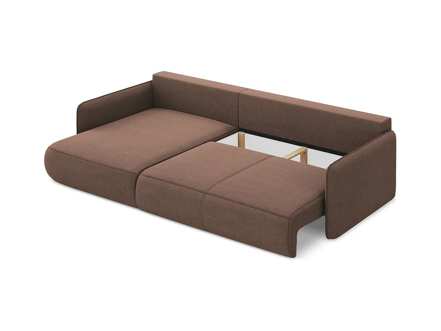 3-Sitzer Ecksofa mit Schlaffunktion - Ecke Links - Strukturstoff - Puderrosa - NANEA