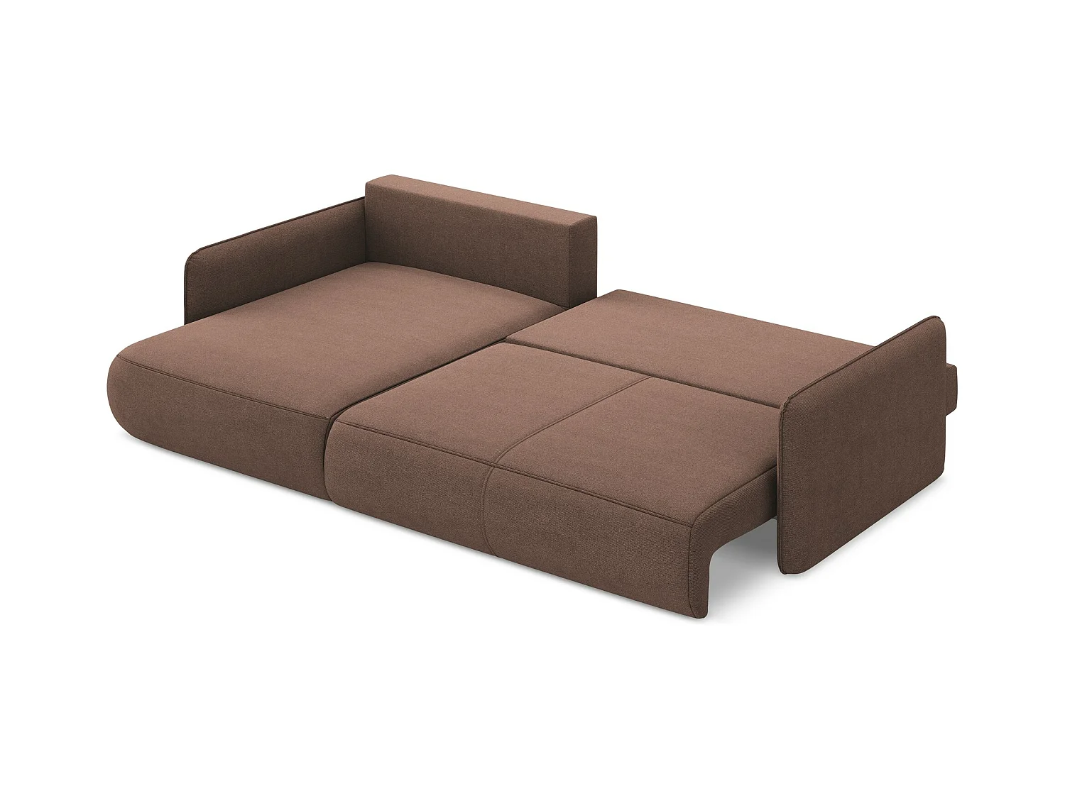 3-Sitzer Ecksofa mit Schlaffunktion - Ecke Links - Strukturstoff - Puderrosa - NANEA