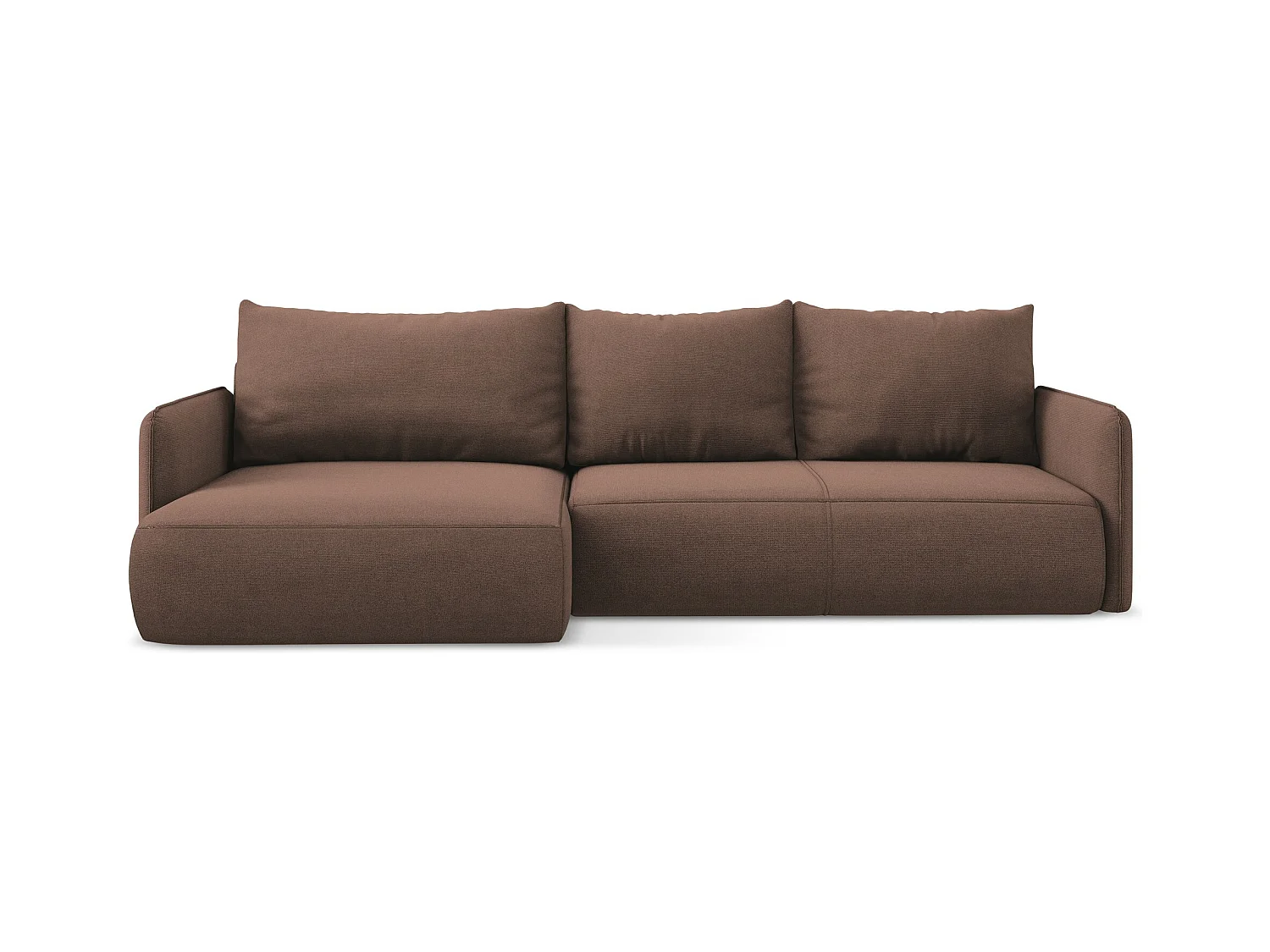3-Sitzer Ecksofa mit Schlaffunktion - Ecke Links - Strukturstoff - Puderrosa - NANEA