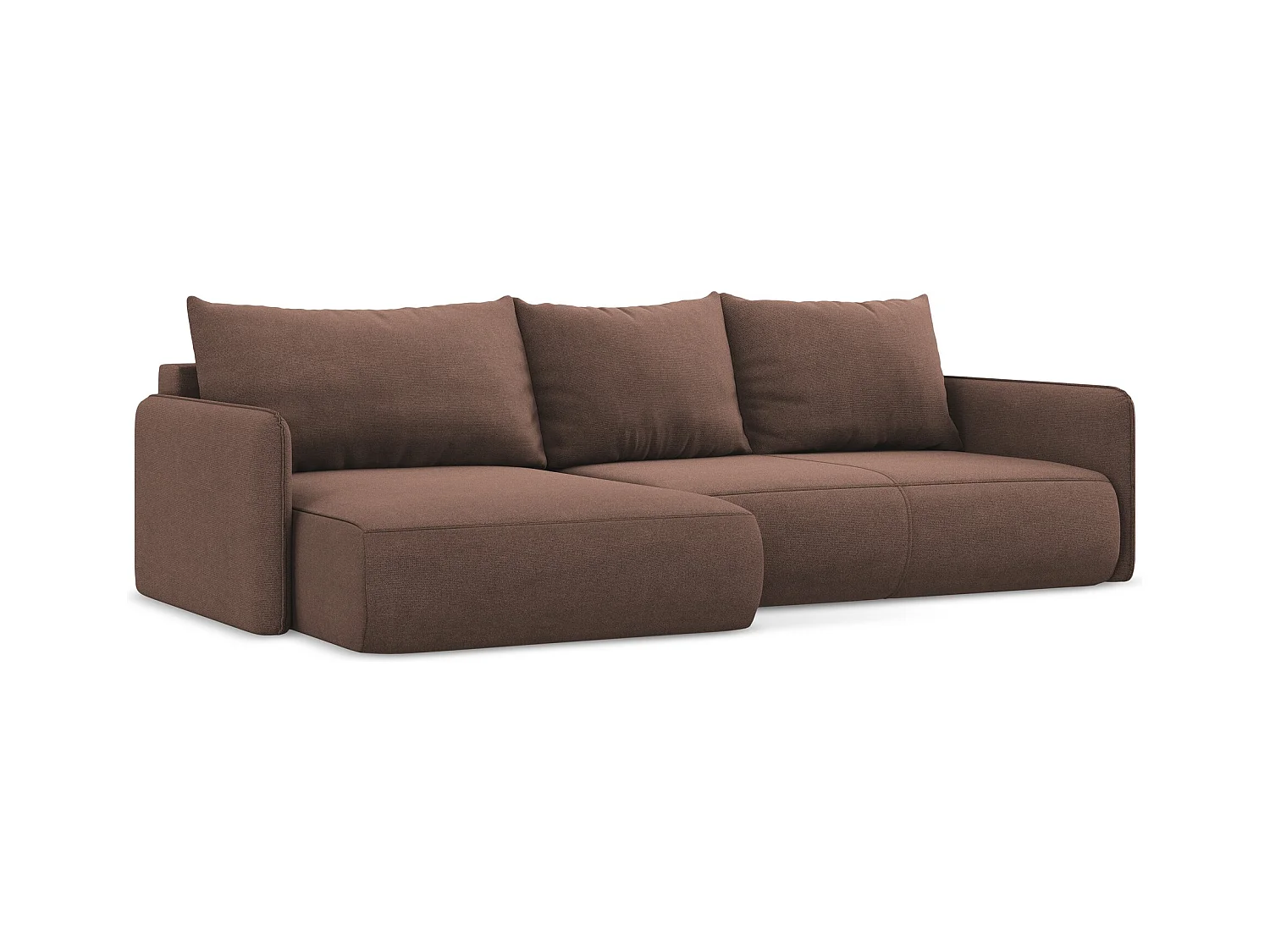 3-Sitzer Ecksofa mit Schlaffunktion - Ecke Links - Strukturstoff - Puderrosa - NANEA