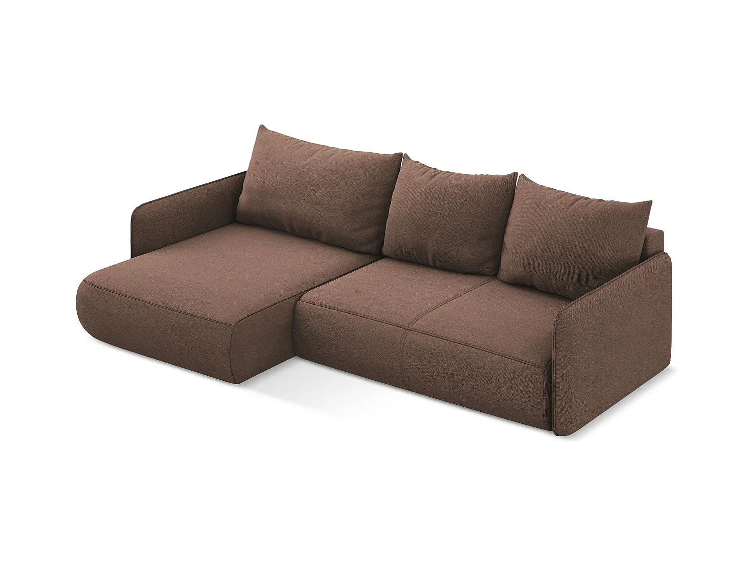 3-Sitzer Ecksofa mit Schlaffunktion - Ecke Links - Strukturstoff - Puderrosa - NANEA