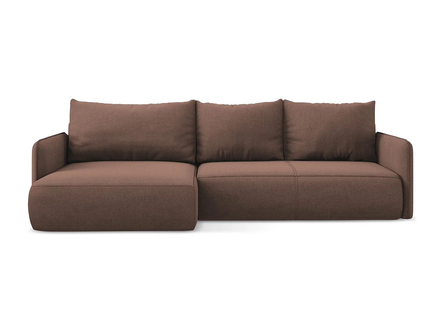 Canapé d’angle 3 places gauche convertible en tissu texturé - rose poudré - NANEA