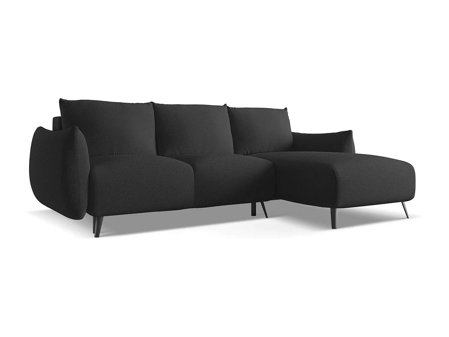 Ecksofa mit Schlaffunktion - Ecke Rechts - Chenille - Anthrazit - MALIE
